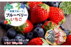 役に立ちます！冷凍カット果物2種( ブルーベリー100g×2袋＆いちご100g×3袋) 9月初旬よりお届け 果物詰合せ フルーツ 果物類 冷凍 カット 果物 小分け 時短 弁当 簡単 調理 便利  国産 北海道 洞爺湖町