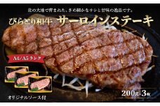 【A4/A5ランク黒毛和牛】びらとり和牛サーロインステーキ200ｇ3枚オリジナルソース付 【 ふるさと納税 人気 おすすめ ランキング びらとり和牛 黒毛和牛 和牛 肉 サーロイン ステーキ 北海道 平取町 送料無料 】 BRTB002
