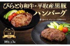びらとり和牛・平取産黒豚ハンバーグ180ｇ各3枚　オリジナルソース付 ふるさと納税 人気 おすすめ ランキング 黒豚 和牛 肉 ハンバーグ 北海道 平取町 送料無料 BRTB031