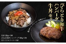 びらとり和牛ハンバーグ180ｇ3枚・牛丼120ｇ3個セット　オリジナルソース付 ふるさと納税 人気 おすすめ ランキング 和牛 肉 ハンバーグ 牛丼 北海道 平取町 送料無料 BRTB032