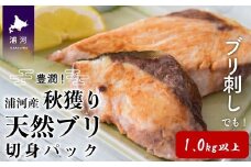 豊潤！浦河産秋獲り 天然ブリの切身(1.0kg以上)[08-887]