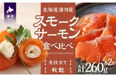 「生仕立て」船上活〆スモークサーモン＆秋鮭スモークサーモン食べ比べ各2P[01-1520]