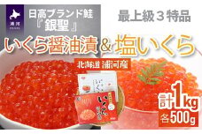 銀聖いくら醤油漬(500g)と塩いくら(500g)セット[02-046]