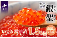 前浜産 ブランド銀毛鮭(天然)「銀聖」いくら醤油漬(500g×3箱)[02-562]