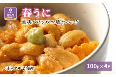 【春うに】 蝦夷バフンウニ 塩水パック 100g×4P【2025年4月頃より発送】