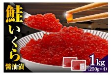 【北港水産】鮭いくら醬油漬け 1kg（250g×4）【er018-068-b】/ イクラ 鮭いくら さけいくら さけ サケ 醤油漬 いくら丼 イクラ丼 ふるさと納税 鮭 小分け 鮭卵 魚卵 魚介類 海鮮 海の幸 海産物 冷凍 北海道 えりも町