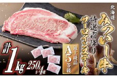 北海道産 黒毛和牛 みついし牛 A5 サーロイン ステーキ 計 1kg ( 250g × 4枚 ) サーロインステーキ 霜降り 和牛 牛肉 三石牛