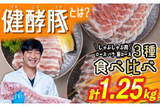 北海道産 健酵豚 豚肉 しゃぶしゃぶ 用 3種 計 1.25kg ( 250g × 5パック ) 豚肉 ブランドポーク 食べ比べ