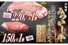 北海道産 黒毛和牛 みついし牛 A5 サーロイン＆ヒレ ステーキ 約 400g 2枚 ( 各 1枚 )  霜降り 和牛 牛肉 食べ比べ 三石牛