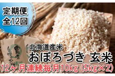 ＜ 定期便 12回 ＞ 北海道産 希少米 おぼろづき 玄米 計 10kg (5kg×2)  毎月 12回 お米 米 こめ 北海道米