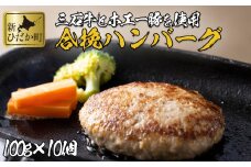 北海道産 黒毛和牛 みついし牛 と ホエー豚 ハンバーグ 計 1kg （ 100g × 10個 ） 和牛 三石牛 合い挽き ハンバーグステーキ セット 