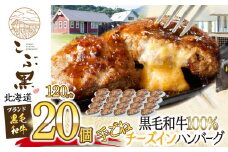 北海道産 黒毛和牛 こぶ黒 チーズ イン ハンバーグ 20個  和牛 牛肉 ハンバーグ 挽肉