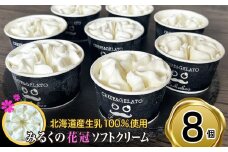 北海道産 生乳100％ みるく の 花冠 ソフト クリーム 8個 アイス アイスクリーム ソフトクリーム ミルク 冷凍 北海道 新ひだか町
