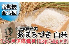 ＜ 定期便  12回 ＞ 北海道産 希少米 おぼろづき 白米 計 10kg (5kg×2)  毎月 12回 新米 お米 米 こめ 北海道米