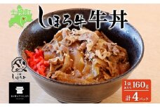 北海道 しほろ牛 牛丼の具 160g×4パック セット 牛丼 牛肉 国産牛 玉ねぎ ゴボウ 丼 冷凍 時短 簡単 便利 おかず 温めるだけ 道の駅 ピア21しほろ 送料無料 十勝 士幌町 【L45】