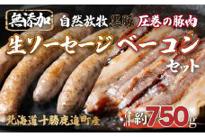 鹿追産 自然放牧圧巻の黒豚 無添加ベーコン＆無添加ソーセージ 【 ふるさと納税 人気 おすすめ ランキング 黒豚 豚 豚肉 黒豚肉 ソーセージ ベーコン 豚ソーセージ 豚ベーコン 北海道 鹿追町 送料無料 】 SKN008