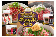 【3回定期便】毎月付属のタレが変わる！牛とろ丼セット500g 牛とろフレーク 牛とろ 牛トロ丼 牛トロフレーク_S006-0058