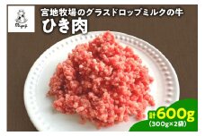 宮地牧場のグラスドロップミルクの牛 ひき肉 300g×2 600g 便利な小分け トレイレス ミートソースに ハンバーグに _S018-0009