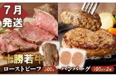 【7月発送】牛肉サミット金賞受賞！十勝若牛のローストビーフ・ハンバーグセット 国産 小分け 簡単調理 惣菜 おかず ハンバーグ お弁当 焼くだけ 牛肉 牛 肉 ローストビーフ ブランド牛 冷凍_S003-0025