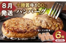 【8月発送】牛肉 100％使用！十勝 若牛 ハンバーグ 100g × 6個 国産 小分け 簡単調理 惣菜 おかず ハンバーグ お弁当 焼くだけ 牛肉 牛 肉 十勝若牛 冷凍_S003-0001