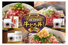【3回定期便】毎月付属のタレが変わる！牛とろ丼セット300g 牛とろフレーク 牛とろ 牛トロ丼 牛トロフレーク_S006-0057