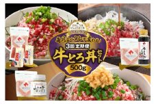 【3回定期便】毎月付属のタレが変わる！牛とろ丼セット500g 牛とろフレーク 牛とろ 牛トロ丼 牛トロフレーク_S006-0058