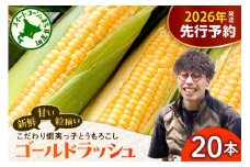 【先行受付】【2026年7月25日～8月15日頃発送予定】朝採りをお届け！ 北海道十勝芽室町　蝦夷っ子とうもろこし ゴールドラッシュ 20本 me076-010c-26