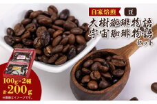 自家焙煎珈琲大樹珈琲物語100g豆のままと宇宙(そら)珈琲物語100g袋豆のままセット【1502929】