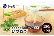 北海道産小麦 ひやむぎ180g×6［小田壱］【 そうめん 素麺 ひやむぎ 冷麦 うどん 饂飩 乾麺 大容量 夏 長期保存 熟成 コシ のどごし 家庭用 備蓄 北海道 十勝 幕別 】 [№5749-0836]