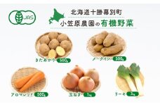 小笠原農園の有機野菜5種詰合せ（きたあかり500g・メークイン500g・アロマレッド500g・玉ねぎ1kg・リーキ3kg）【北海道十勝幕別】《2025年秋出荷先行予約》【 野菜 芋 じゃがいも きたあかり メークイン 玉ねぎ たまねぎ 人参 にんじん ねぎ 長ねぎ ポロネギ セット 北海道 幕別町 】 [№5749-1343]
