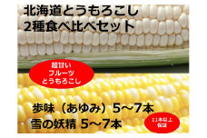 訳あり 北海道 とうもろこし 2種類 合計11～13本 5キロ 食べ比べセット 雪の妖精（ホワイトコーン）5～7本、あゆみ（歩味、バイカラー）5～7本 期間限定 数量限定  トウモロコシ 
