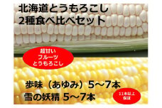 訳あり 北海道 とうもろこし 2種類 合計11～13本 5キロ 食べ比べセット 雪の妖精（ホワイトコーン）5～7本、あゆみ（歩味、バイカラー）5～7本 期間限定 数量限定  トウモロコシ 