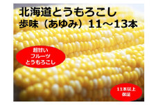 訳あり 北海道 歩味（あゆみ）バイカラーコーン 11～13本入り 5キロ とうもろこし トウモロコシ 数量限定 期間限定 甘い 朝採れ