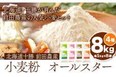 北海道十勝前田農産 小麦粉オールスター 4種詰め合せ 計8kg(各1kg×2袋×4種) 有限会社 十勝太陽ファーム 送料無料 北海道 本別町《60日以内に出荷予定(土日祝除く)》