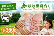 【11月中旬以降順次発送】 サラダビーフ ソーセージ&ハムセット（ソーセージ100g×2袋・ボンレスハム80g×2袋）《足寄町》【ありがとう牧場】ソーセージ ハム 牛肉 ビーフ 肉 ミート 牛 焼肉 牛丼 カレー 北海道 13300 13300円 [BEAH007]