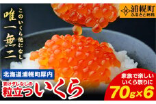 【★先行予約★令和７年度11月出荷】いくら 70g×6パック 漬けダレなしの粒立ついくら 【2025年11月頃より順次出荷】 国産 便利小分け 簡単いくら丼 山本商店【北海道十勝浦幌町厚内産】
