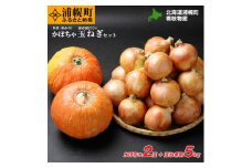 かぼちゃ(2玉)とたまねぎ(約5kg)のセット 橋枝物産 【10月上旬以降の発送】