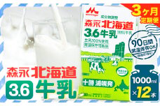 【定期便3回】牛乳 北海道 森永北海道3.6牛乳 常温長期保存 大容量 1000ml×12本入り 1L 12L 十勝森永浦幌乳業 北海道 浦幌町 送料無料 乳 3.6 牛乳 ミルク 牛乳パック 濃厚 浦幌工場直送 常温保存 森永 十勝 お取り寄せ