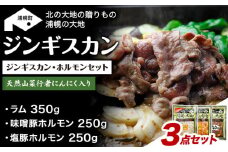 ジンギスカン（ラム350g）・ホルモン（味噌250g＋塩250g）セット　「浦幌の大地」《30日以内に出荷予定(土日祝除く)》北海道 浦幌町 ユーエム ニンニク 行者にんにく 豚 ラム ジンギスカン ホルモン