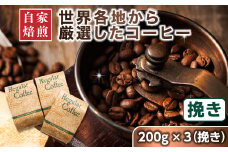 コーヒー セット 200g×3個 挽き 【発送時期が選べる】 店主おまかせ プレミアム コーヒー豆 人気 コーヒー 珈琲豆 配送月指定 配送時期選べる 配送時期 発送月が選べる 発送月 ベンデドール 珈琲 自家焙煎 北海道 釧路町 釧路超 特産品 br07