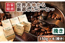 コーヒー セット 150g×6個 挽き 【発送時期が選べる】 店主おまかせ プレミアム コーヒー豆 人気 コーヒー 珈琲豆 配送月指定 配送時期選べる 配送時期 発送月が選べる 発送月 ベンデドール 珈琲 自家焙煎 北海道 釧路町 釧路超 特産品 br07