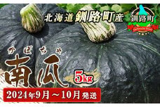 野菜王国 釧路町産 【かぼちゃ】5kg ＜2024年9月～10月発送＞ 国産 産地直送 旬 季節の野菜 詰め合わせ セット 北海道 釧路町 釧路超 特産品
