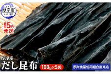 【とっても便利】 厚岸産 だし昆布 100g×5袋 (合計500g) 魚貝類 こんぶ  [№5863-0482]