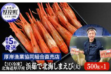 えび 3D冷凍 北海道 厚岸産 浜茹で 北海しまえび 大サイズ 500g (25尾前後) 海老 エビ  [№5863-0633]