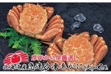 かに屋厳選 北海道産　急速 冷凍 毛がに （大）×2尾 蟹 かに [№5863-0640]