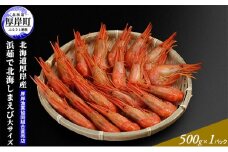 季節限定 北海道 厚岸産 浜茹で 北海しまえび（大サイズ）500g×1パック 海老 [№5863-0727]