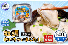 【 4ヵ月 定期便 】牡蠣 北海道 厚岸産 牡蠣むいちゃいました！ 生食用 500g (各回500g×4ヶ月分,合計約2kg)  [№5863-0851]