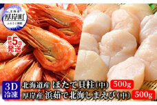 厚岸漁協イチオシ！【3D冷凍】ほたて・しまえびセット えび エビ 海老 ほたて ホタテ 帆立 玉冷 魚介類 魚介  [№5863-1085]