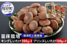 北海道産 厚岸町 上尾幌 菌床栽培 キングしいたけ 1パック プリンスしいたけ 2パック[№5863-1115]