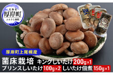 北海道産 厚岸町 上尾幌 菌床栽培 キングしいたけ 1パック プリンスしいたけ 2パック しいたけ佃煮 150g×1パック[№5863-1116]